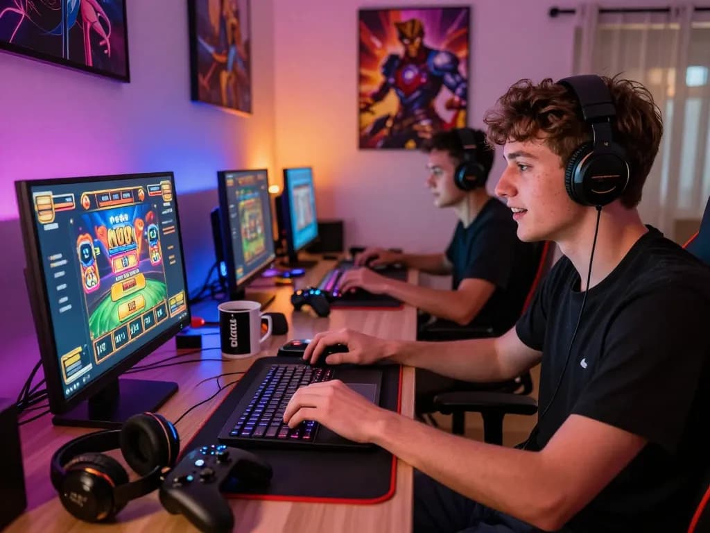 Experience the excitement of tải game 789 club in a vibrant home gaming setup.