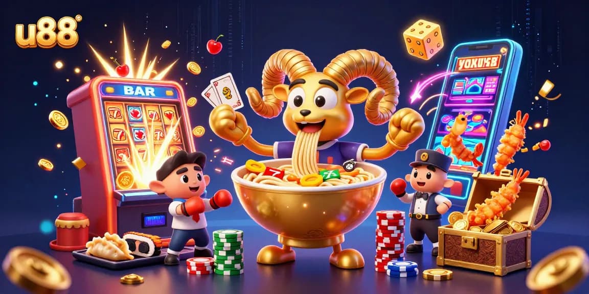 Experience thrilling gameplay at u88 with cartoon characters in a vibrant casino scene.