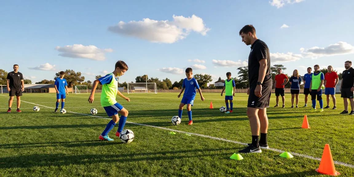 Training mit hochwertigen Fußbällen im Fußball Online Shop von Mantom auf dem grünen Feld.