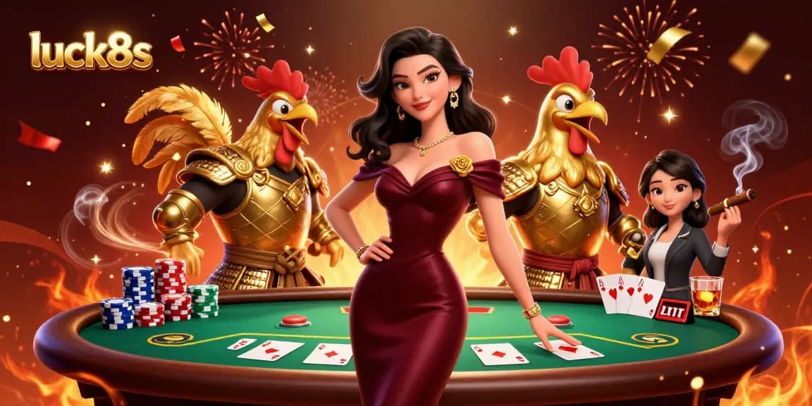 Engage with luck8s for thrilling poker action, featuring glamorous visuals and festive energy.
