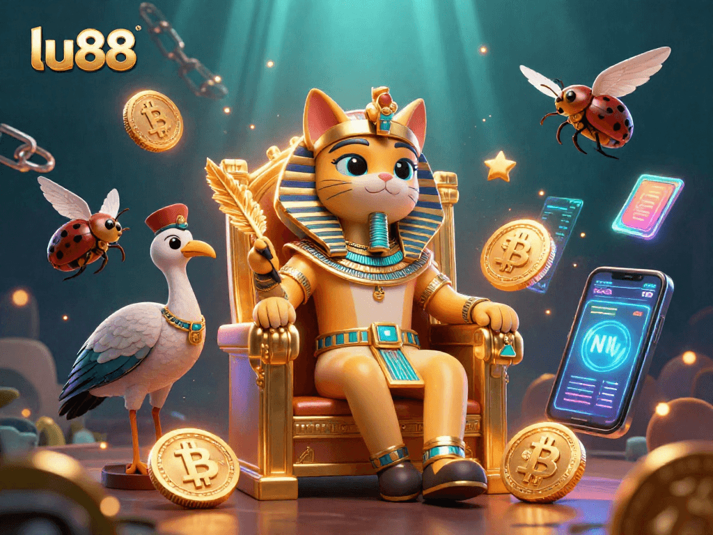 Experience thrilling games at lu88 with a stunning 3D digital illustration showcasing captivating casino elements.