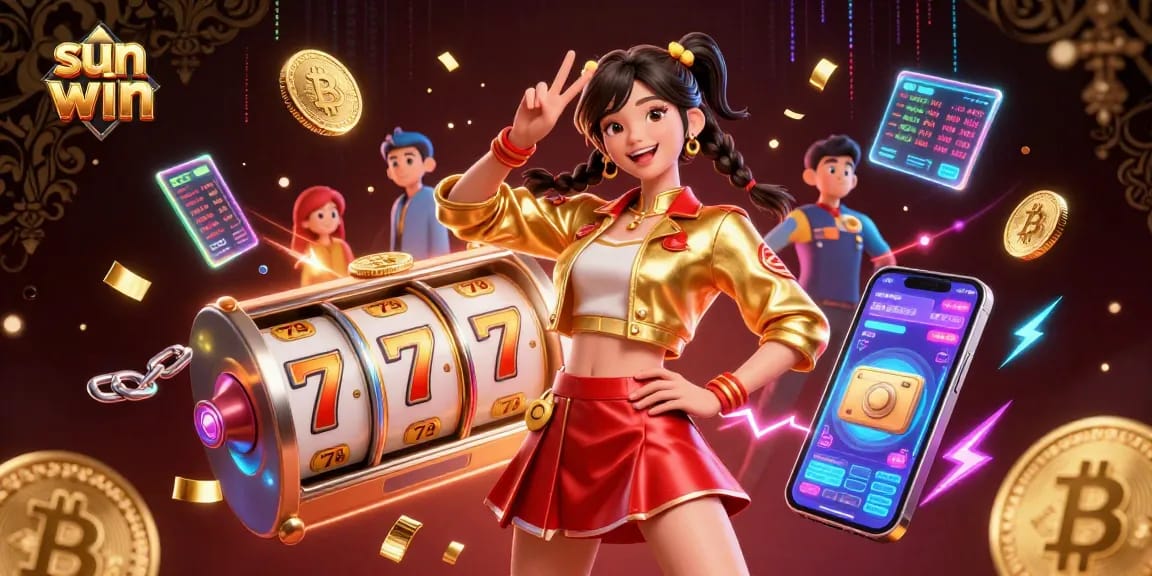 Engage with exhilarating gaming moments in "sun win" as vibrant slots and crypto elements shine.