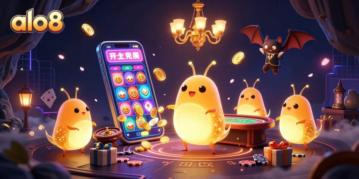 Experience thrilling gameplay at alo8 with glowworms lighting a vibrant casino cave.