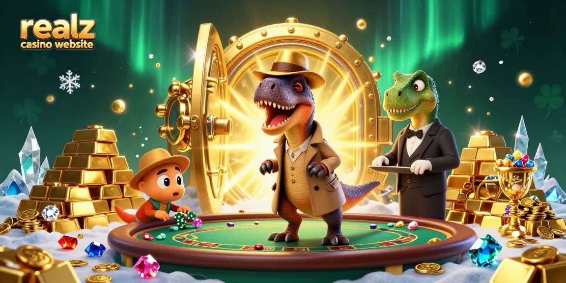 Erlebe die aufregende Welt der realz casino Webseite mit einem Velociraptor am Blackjack-Tisch.