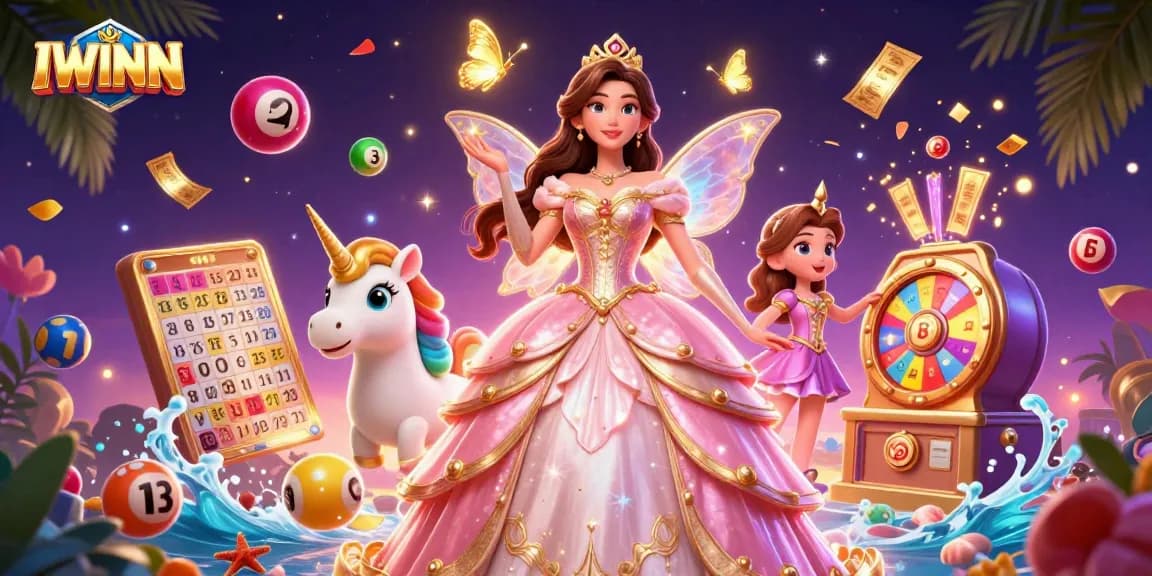 Play thrilling games at IWINN casino with a stunning 3D illustration showcasing magical elements and vibrant colors.