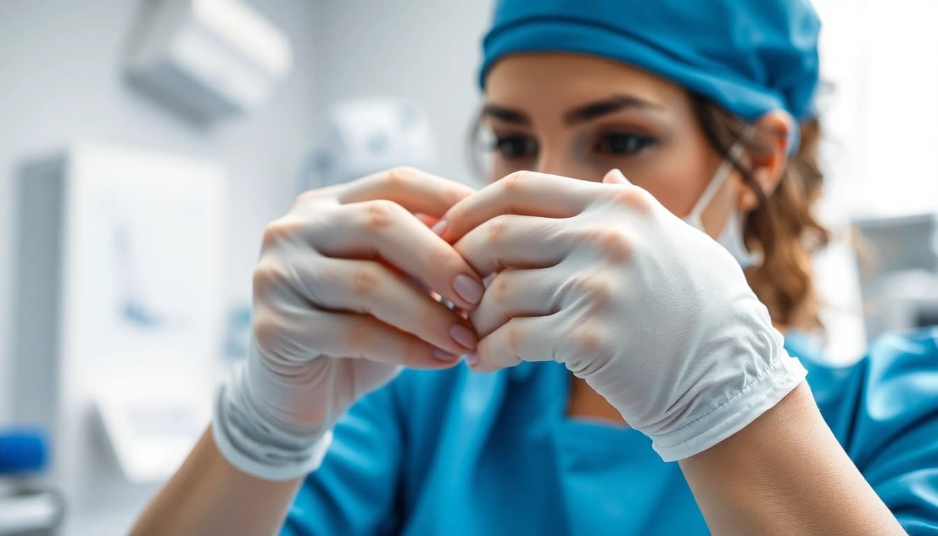 Auftragen des hydrocoll hartmann Verbands auf eine Wunde mit Sorgfalt und Professionalität.
