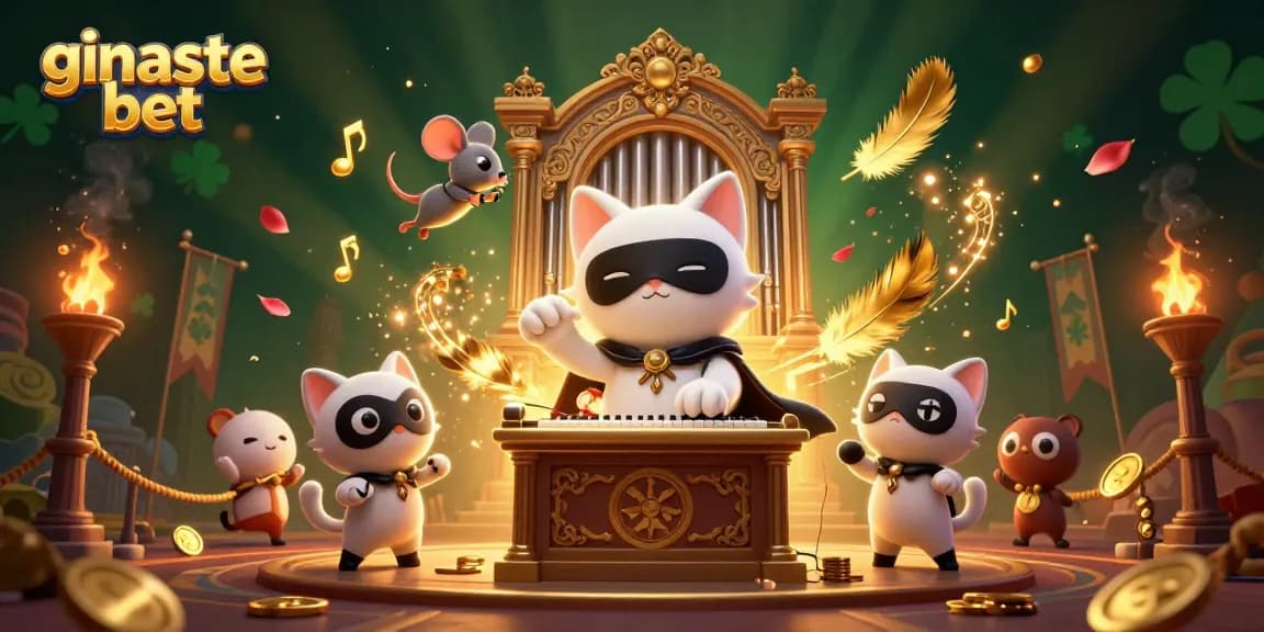 Enjoy thrilling ginaste bet experiences with a lively casino scene showcasing unique characters and dynamic elements.