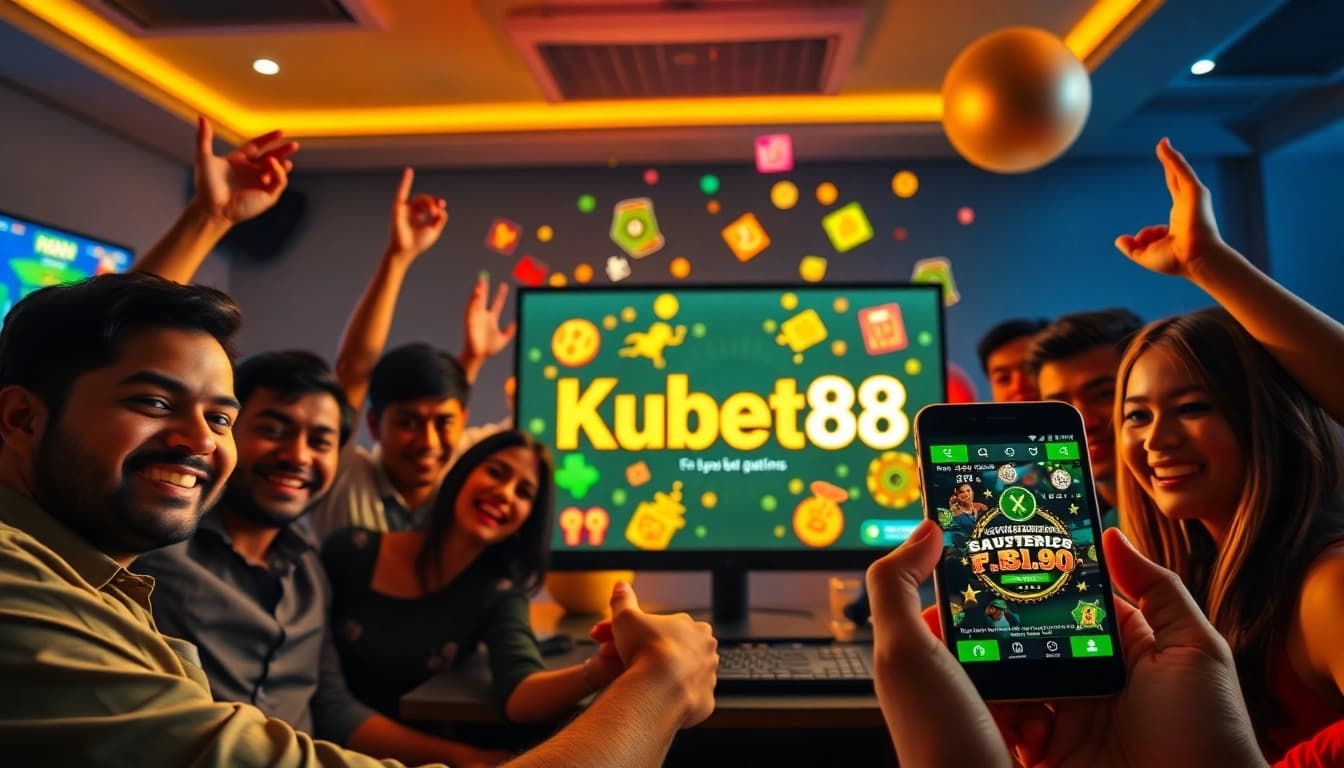 Khuyến Mãi Kubet88 – Ưu Đãi Vàng Dành Riêng Cho Thành Viên showcasing enthusiastic players celebrating wins online.