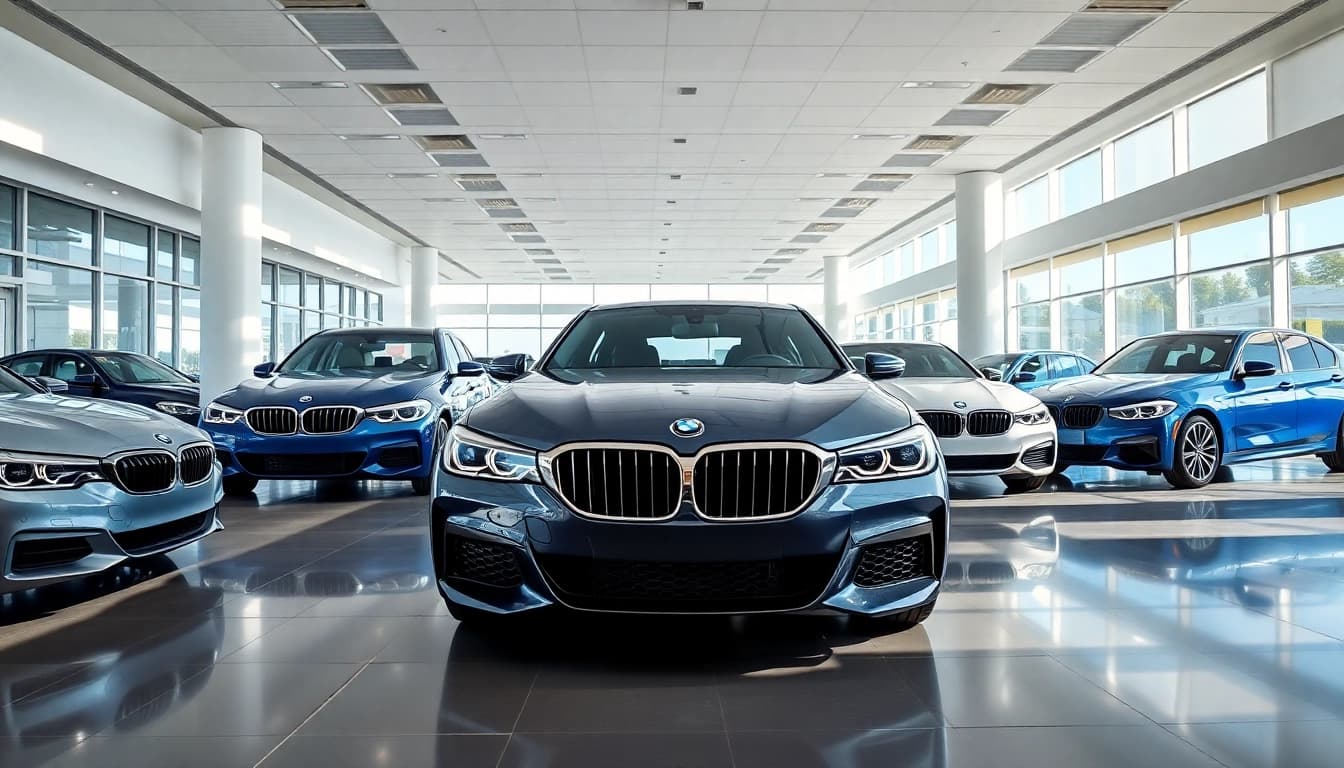 BMW kaufen in einem modernen Showroom mit eleganten Fahrzeugen und natürlichem Licht