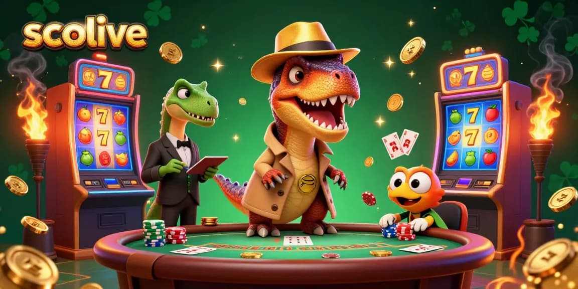 Socolive showcases a thrilling scene with a velociraptor card counter at blackjack, embodying gambling excitement.