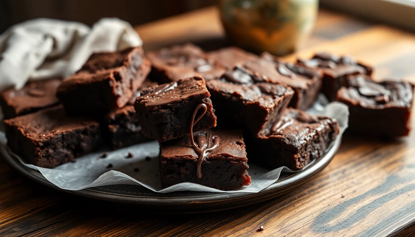 Genieße saftige hash brownies, frisch gebacken mit einer glänzenden Schokoladenglasur und einer knackigen Kruste.