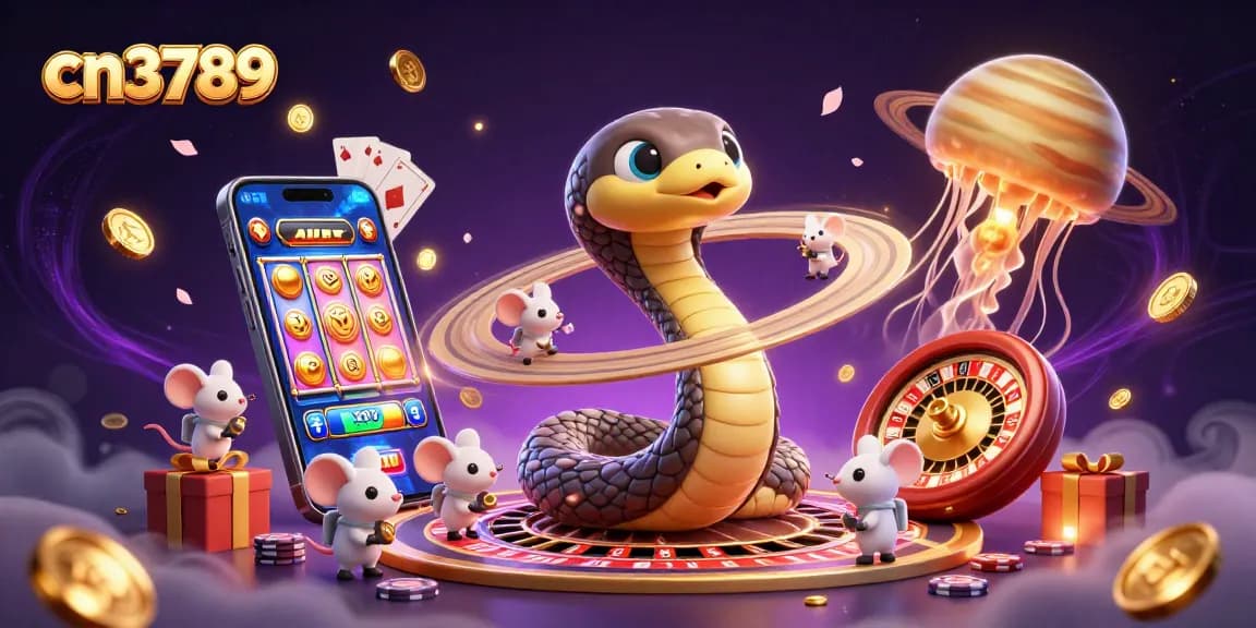 Engage with cn3789's thrilling cosmic casino adventure featuring playful astronaut mice and a roulette-inspired snake.