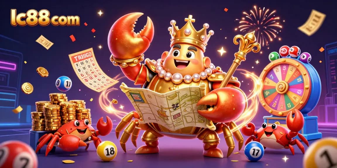 Engage with lc88 com via the colorful and dynamic casino scene featuring the golden crab emperor.