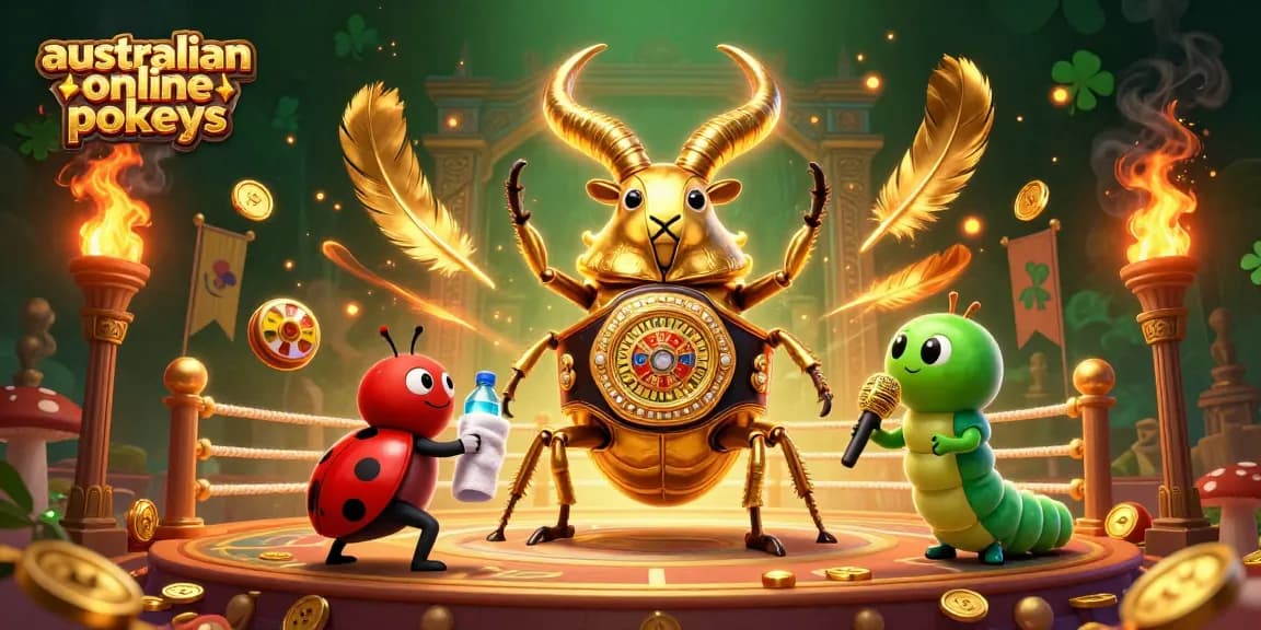 Experience australian online pokies excitement with vibrant characters in a dynamic 3D casino scene.