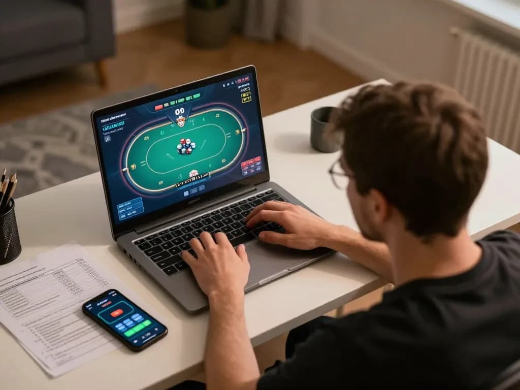 Fesselnde Online-Spielesitzung mit den parhaat pikakasinot auf einem Laptop, die Strategie und Aufregung zeigt.