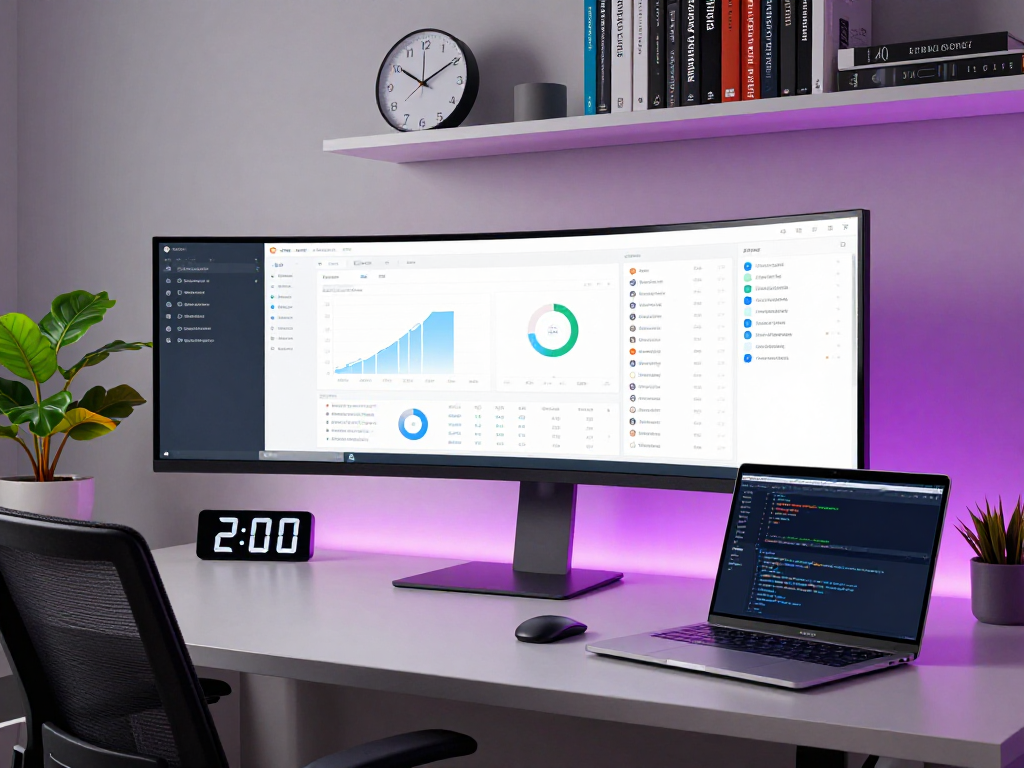IPTV subscription dashboard in a modern workspace with advanced analytics software.