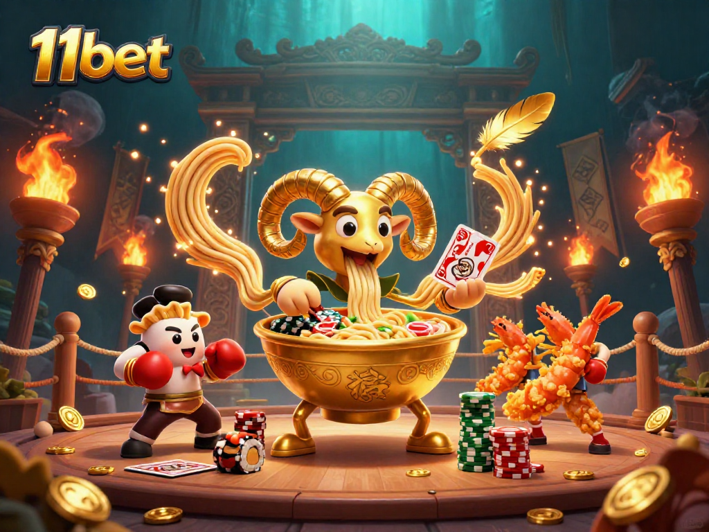Experience the excitement of 11bet in a vibrant, animated casino scene featuring dynamic game elements.
