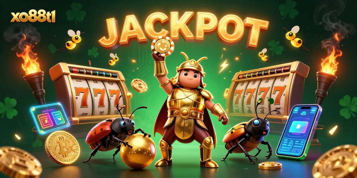 Join the excitement at xo88t1 with a lucky gambling scene featuring a victorious beetle!