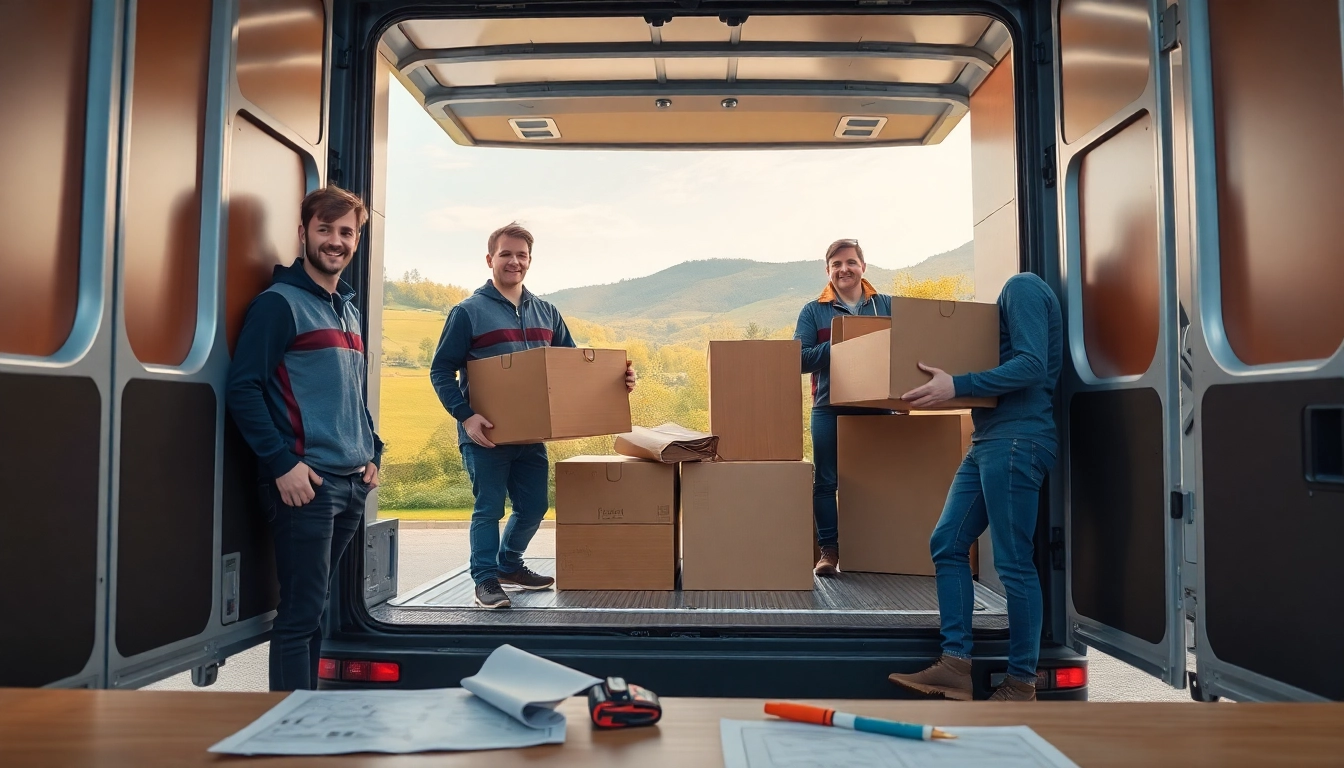 Vertrauenswürdiges umzugsunternehmen im Saarland lädt Möbel professionell in einen Umzugswagen.