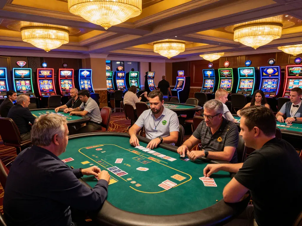 Players enjoying interactive gambling experiences at GO8 casino with vibrant atmosphere