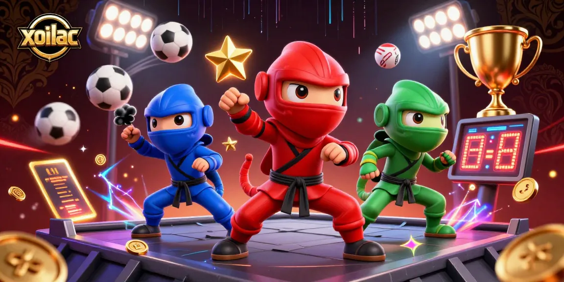 Experience the exciting action of xoilac with dynamic sports balls and vibrant chameleon ninjas.