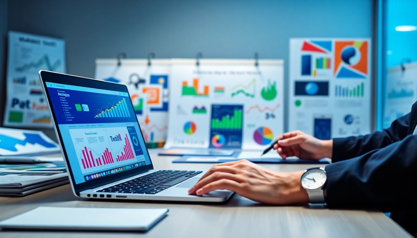 Marketingberatung mit einem Marketingberater, der an einem Laptop Daten analysiert.