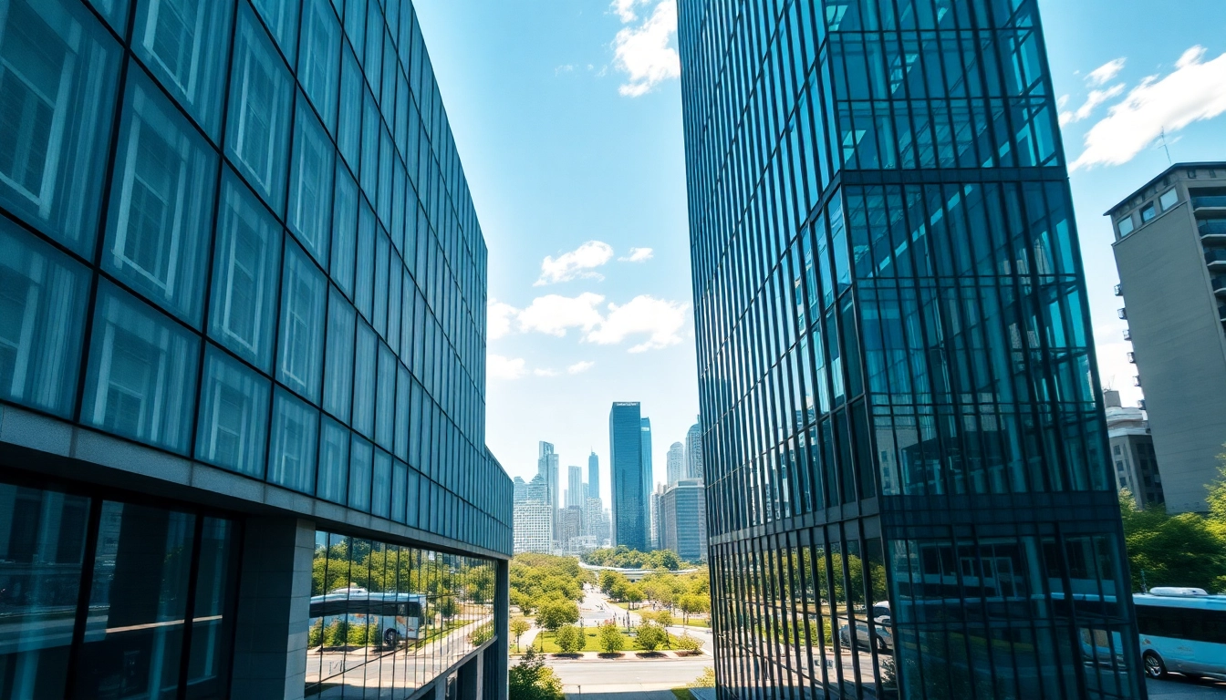 Architekturvisualisierung eines modernen Gebäudes in einer urbanen Umgebung mit dynamischen Formen.