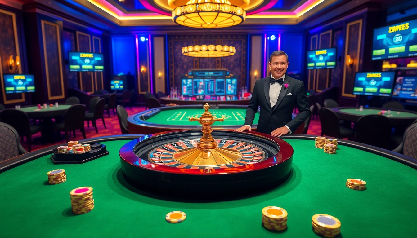 Experience the excitement of casino gaming at https://e2bet-games.org with a luxurious roulette table and dealer.
