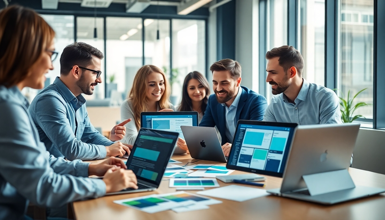 Webseite erstellen lassen Hannover von einem kreativen Team in einer modernen Büroumgebung.