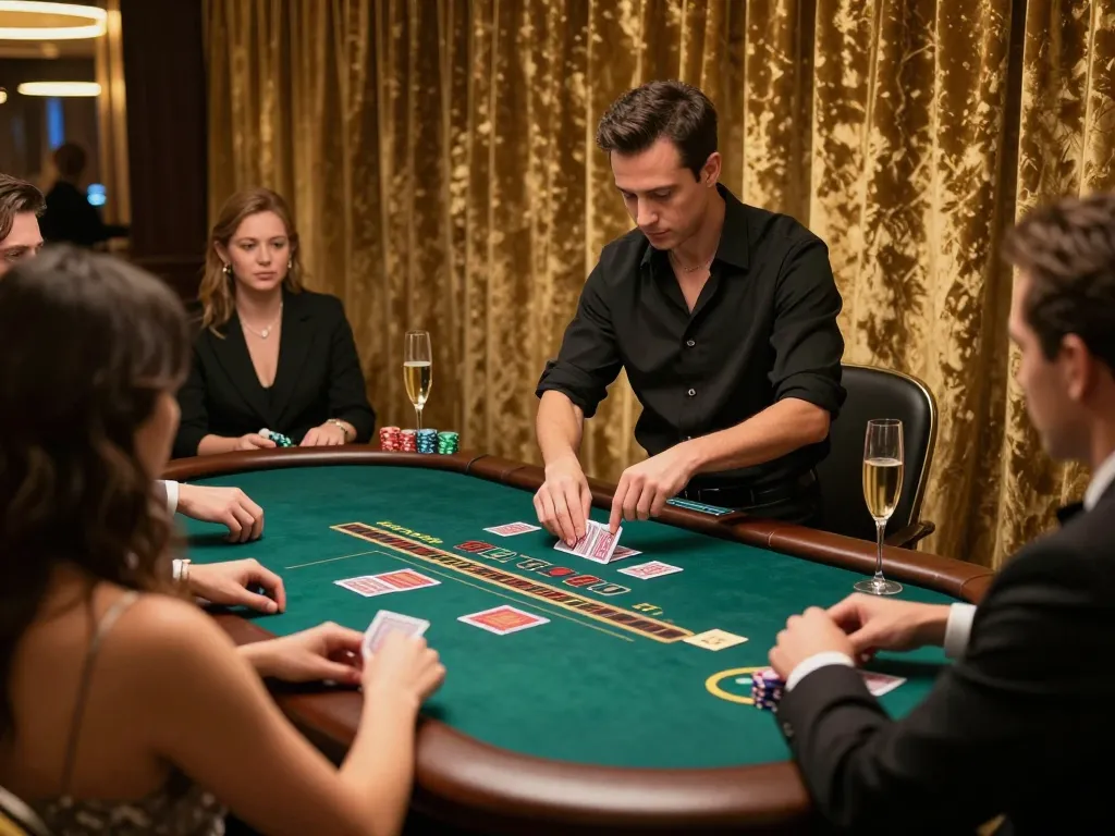 Players engaging in a live dealer blackjack game at LC88 casino, showcasing luxury and excitement