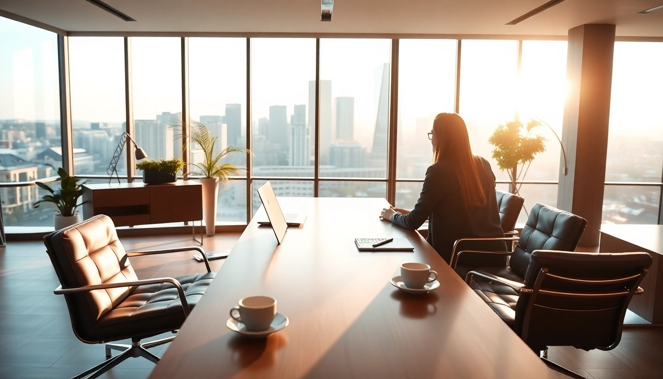 Immobilienmakler Frankfurt Eckenheim berät ein Paar im modernen Büro über Kaufmöglichkeiten.