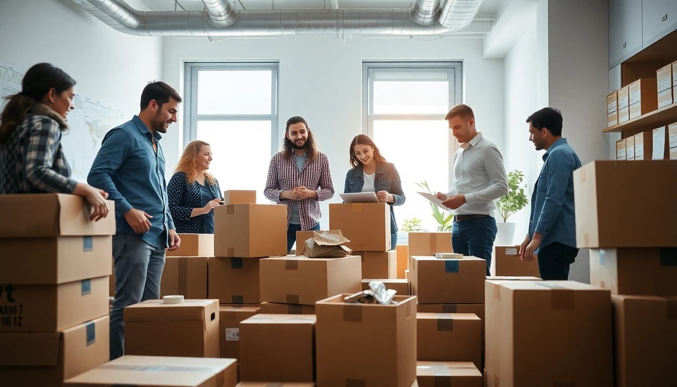 Büroumzug Berlin: Ein Team beim professionellen Verpacken in einem modernen Büro.