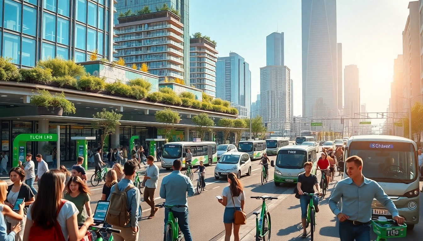 Förderung von Smart Mobility durch moderne Verkehrslösungen in einer urbanen Umgebung.