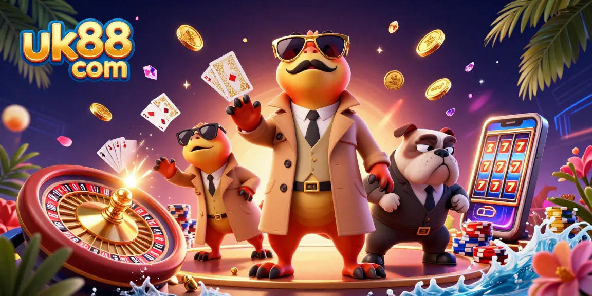 Experience engaging gameplay at uk88 com with vibrant casino visuals featuring raptors in a trench coat.
