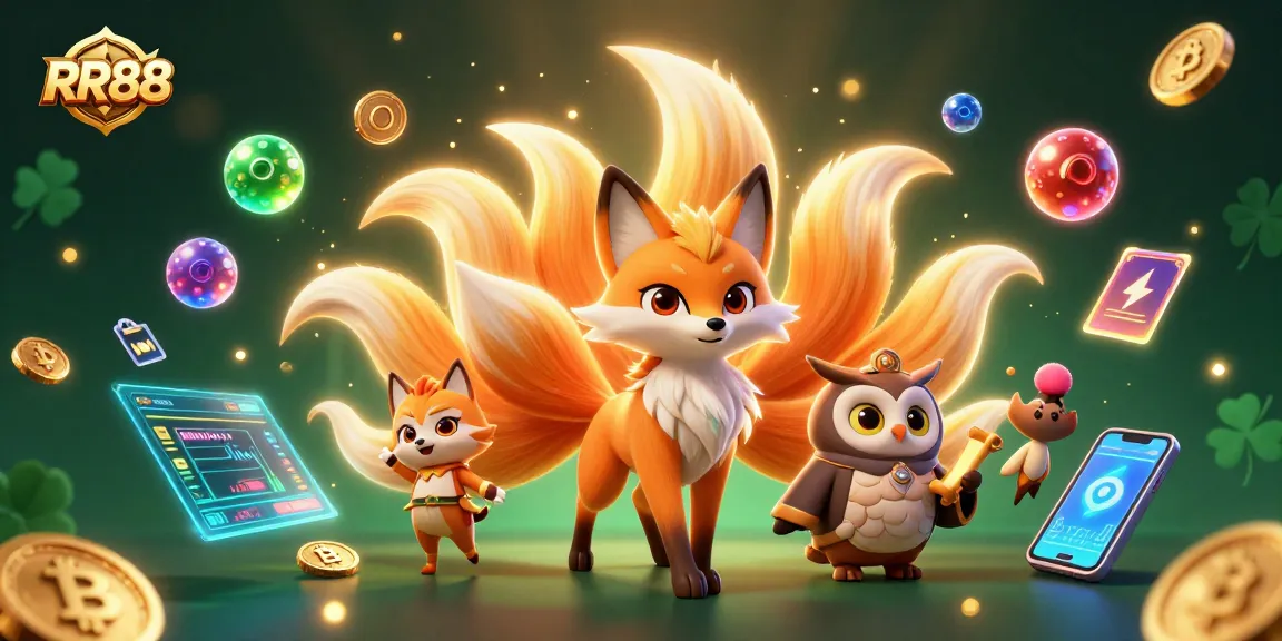 Experience the thrilling world of RR88 with vibrant characters in a dynamic online casino scene.