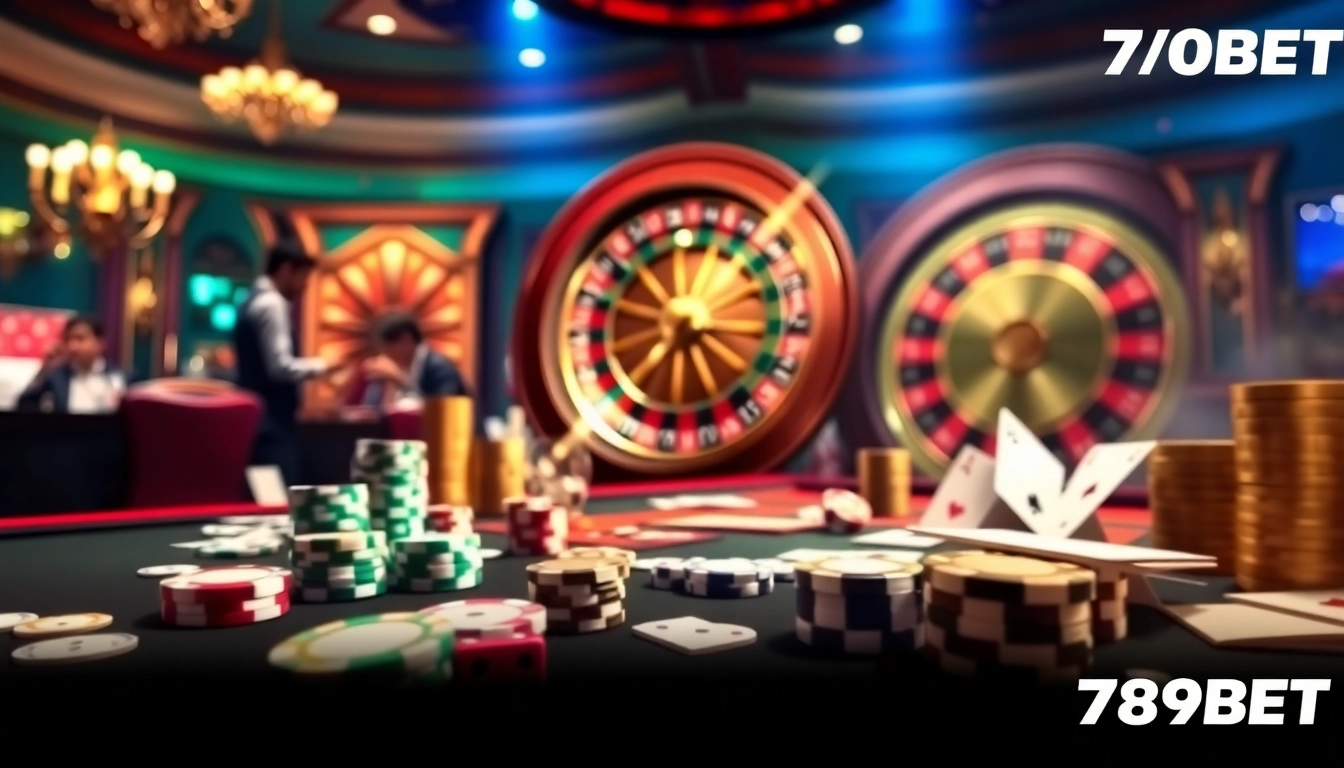 The dynamic casino ambiance at https://789bet.style/ showcasing players enjoying poker and roulette in an exciting environment.