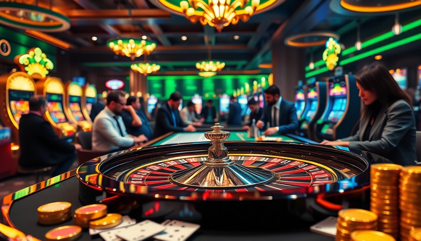 Players immerse in thrilling games at Go8's premier online casino, showcasing excitement and luxury.