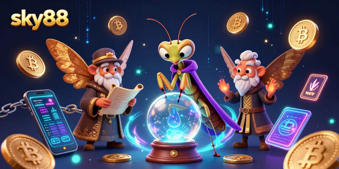 Join the adventure at sky88 as a fortune teller predicts crypto fortunes with vibrant 3D animation.