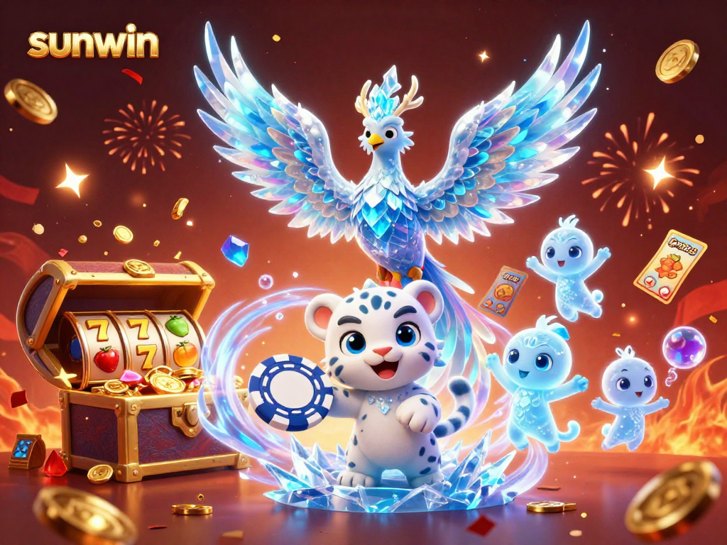 Sunwin game highlights in vibrant 3D, featuring unique characters and dynamic casino elements.