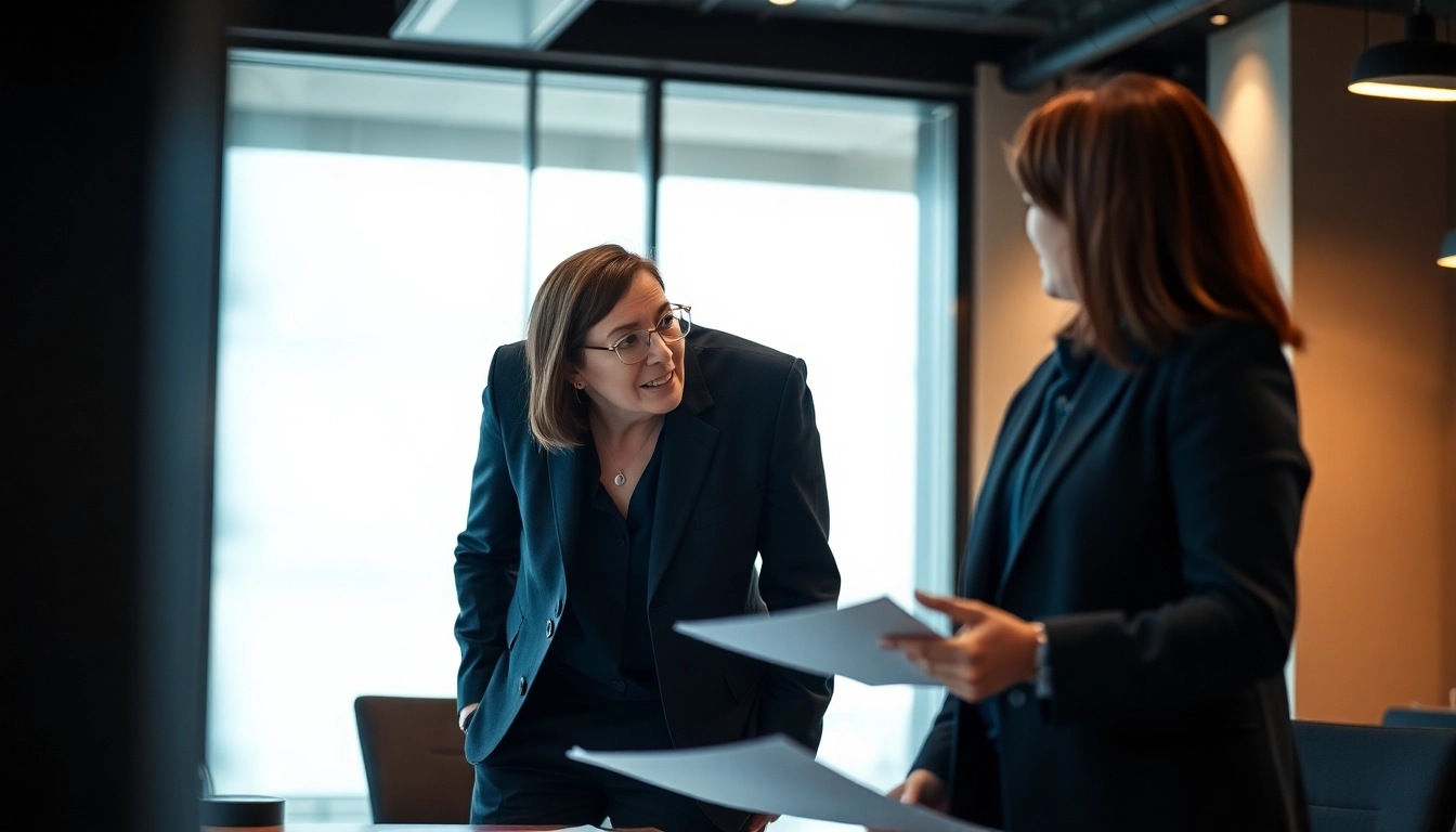Strategieberatung discussion between a consultant and client in a professional office setting.