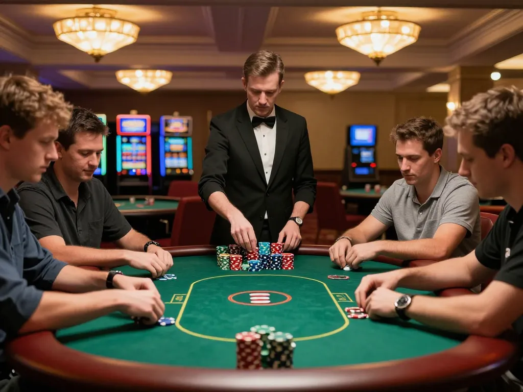 Players engage in a thrilling poker game at O8 FOREX, showcasing strategic gameplay and high stakes.
