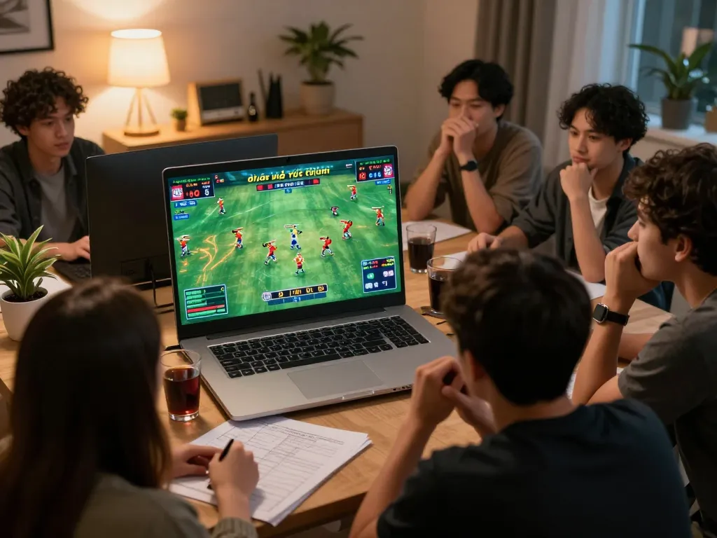 Watch đá gà trực tiếp live match on a laptop, capturing intense moments in online gambling