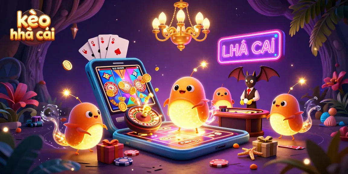 Experience the excitement of kèo nhà cái with glowworms illuminating a vibrant casino scene filled with games and energy.