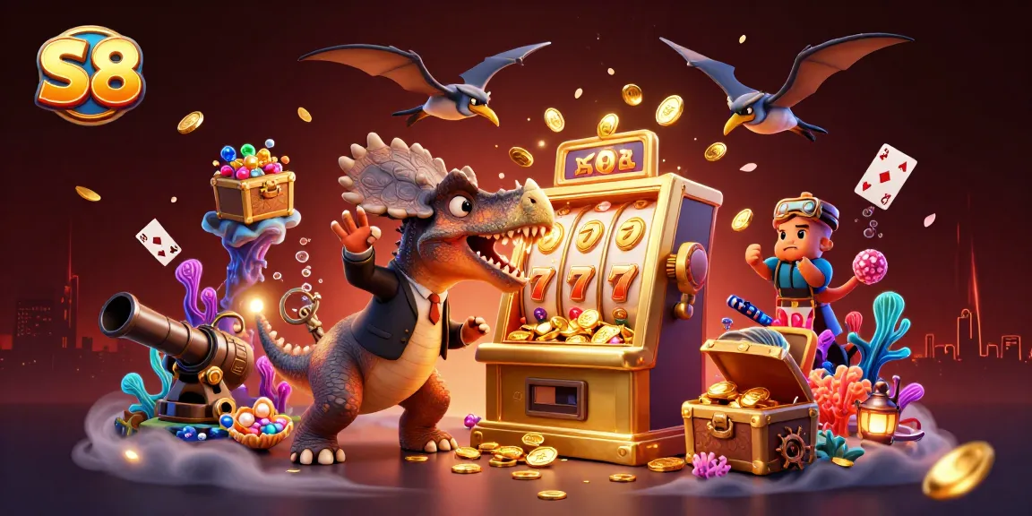 S8 platform promotes excitement with cartoon dinosaurs jackpot in dynamic casino scene