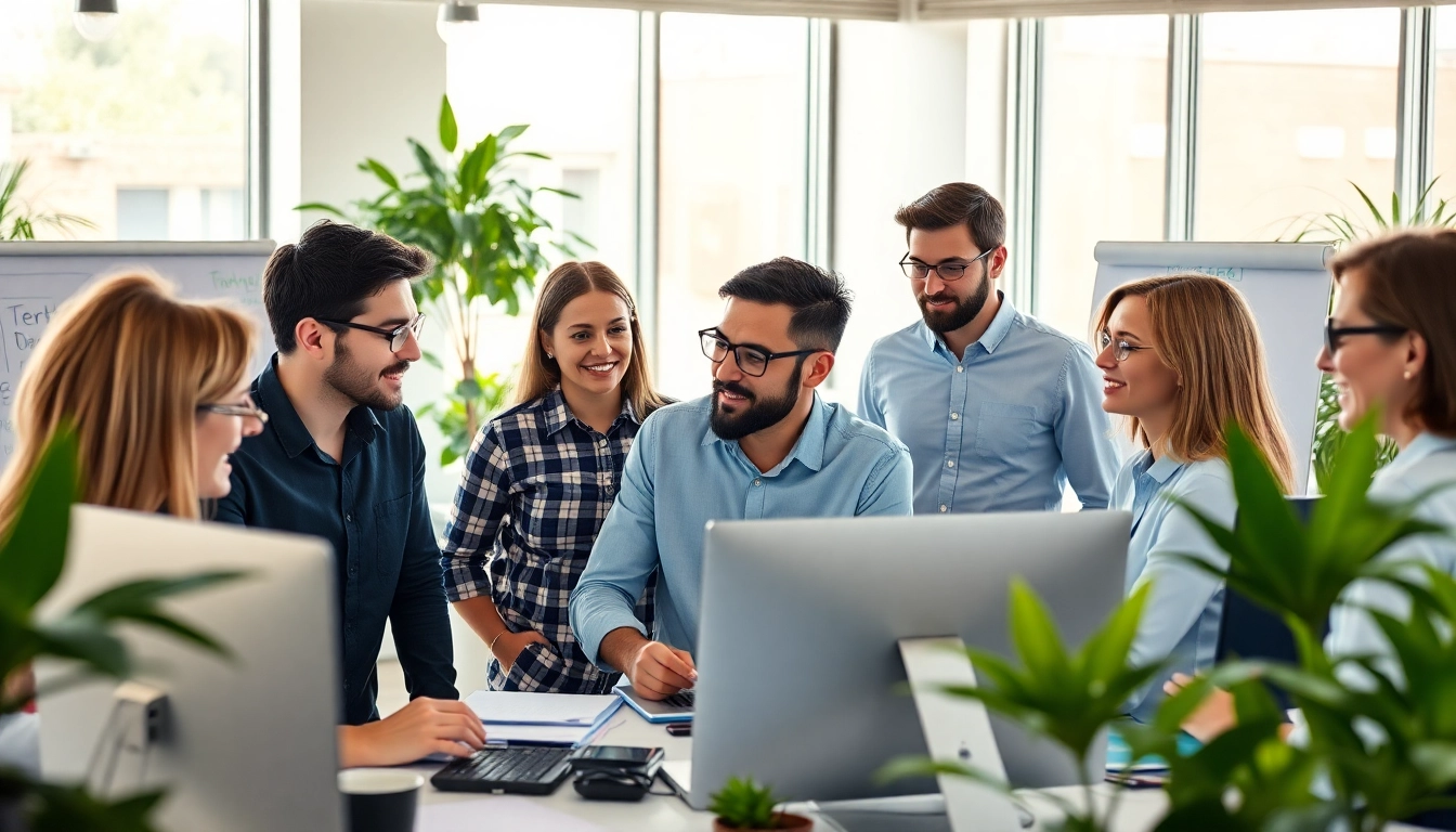 Effiziente Software Entwicklung durch ein kreatives Team in modernem Büro.