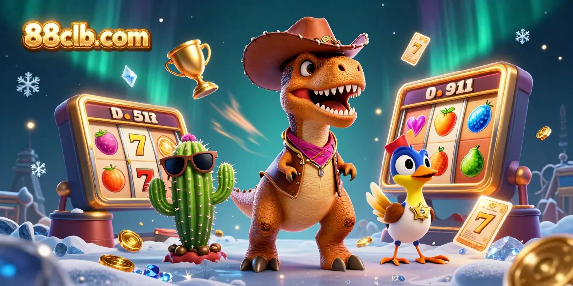 Experience thrilling action with 88clb-com's slots and jackpot games in a vibrant 3D casino scene.