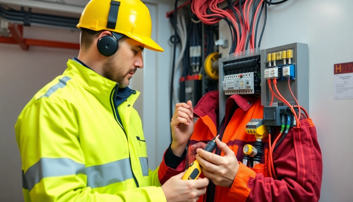 Technician conducting a DGUV V3 Prüfung to ensure electrical safety and compliance.
