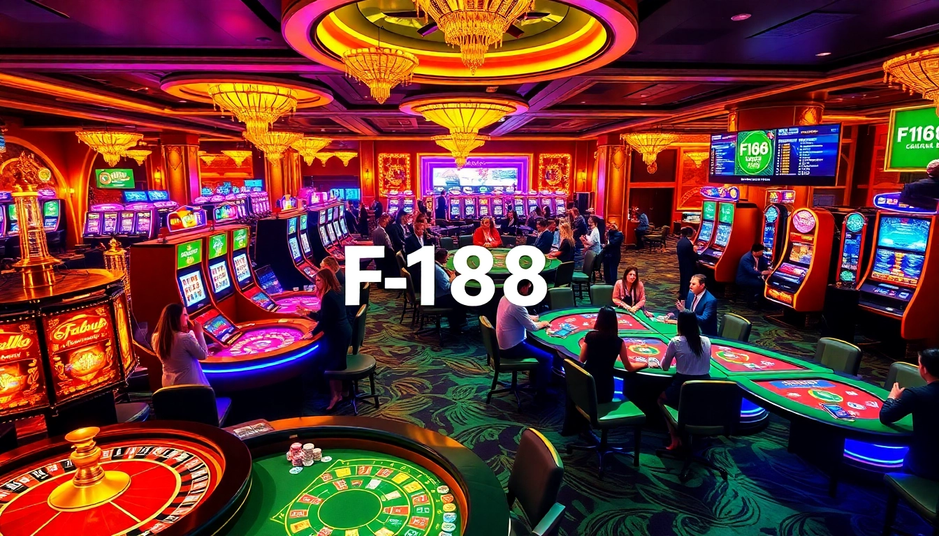 F168 casino table filled with colorful chips and cards creating an exciting gaming atmosphere.