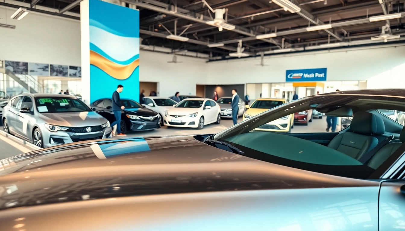 Auto kaufen: Schicke Sportwagen in einem modernen Autohaus präsentieren Vielfalt im Angebot.