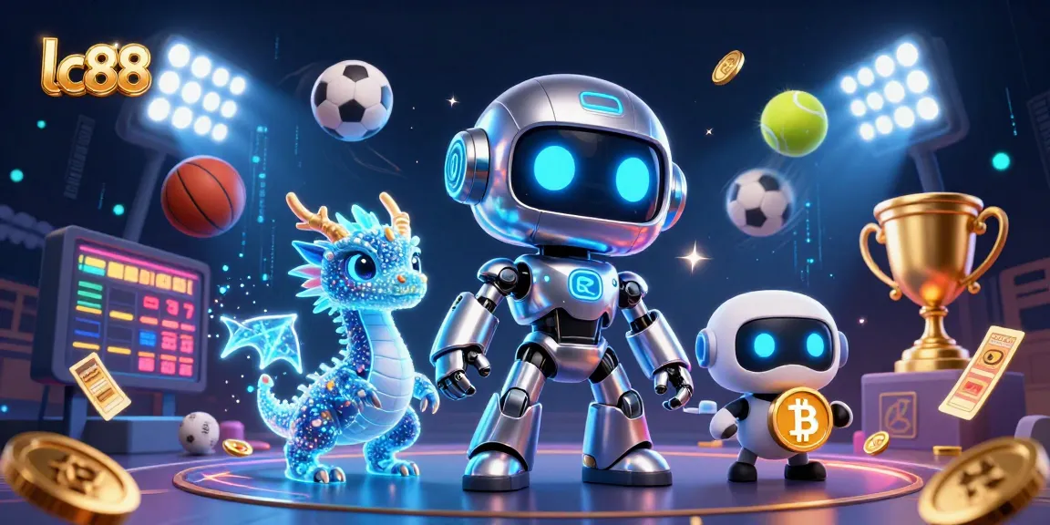 Engage with lc88's vibrant 3D casino scene full of sports elements and animated characters.